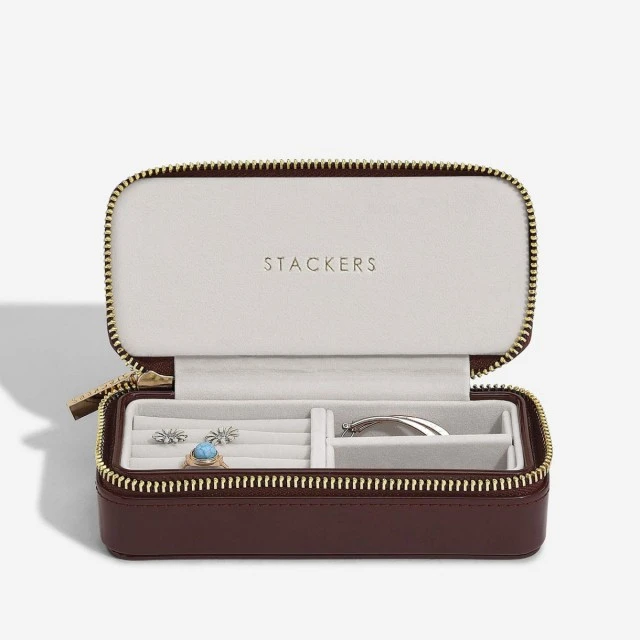 Кутия за бижута за пътуване лак Цвят тъмно червено