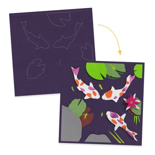 Make 3D paper paintings around the lake