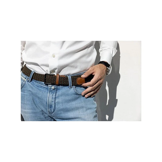 Knitted belt Color green/brown