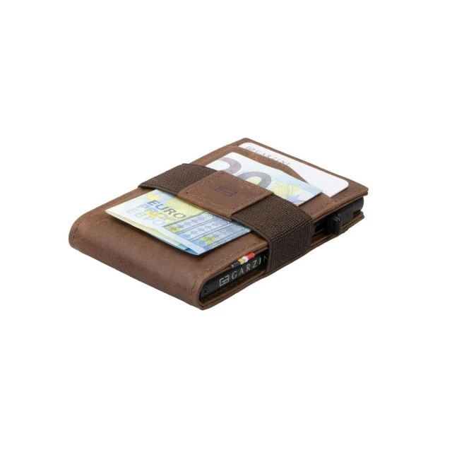 Card wallet with transparent ID card pocket Color brown
