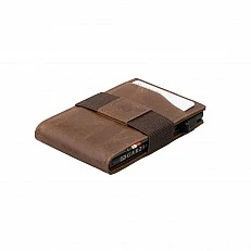 Card wallet with transparent ID card pocket Color brown