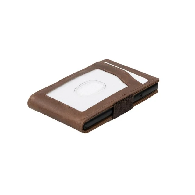 Card wallet with transparent ID card pocket Color brown