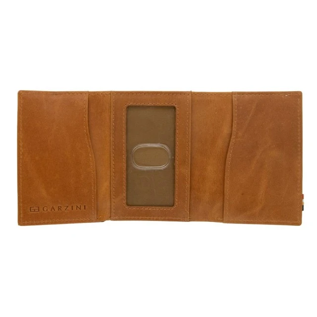 Trifold wallet with coin pocket and 10 cards Cognac color