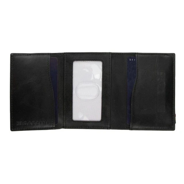 Портфейл Trifold с джоб за монети и 10 карти Цвят черно мат