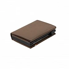 Портфейл Trifold с джоб за монети и 10 карти Цвят светло кафяво