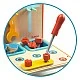 Toy wooden table with tools