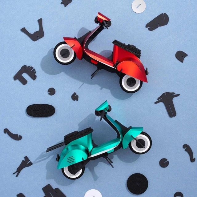 3d model for assembly vintage scooter Color turquoise
