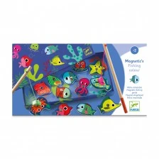 Game with wooden magnets colored fishing