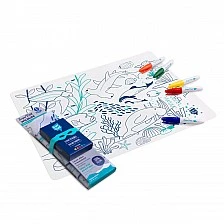 Silicone coloring pad with 5 markers and coral bracelet