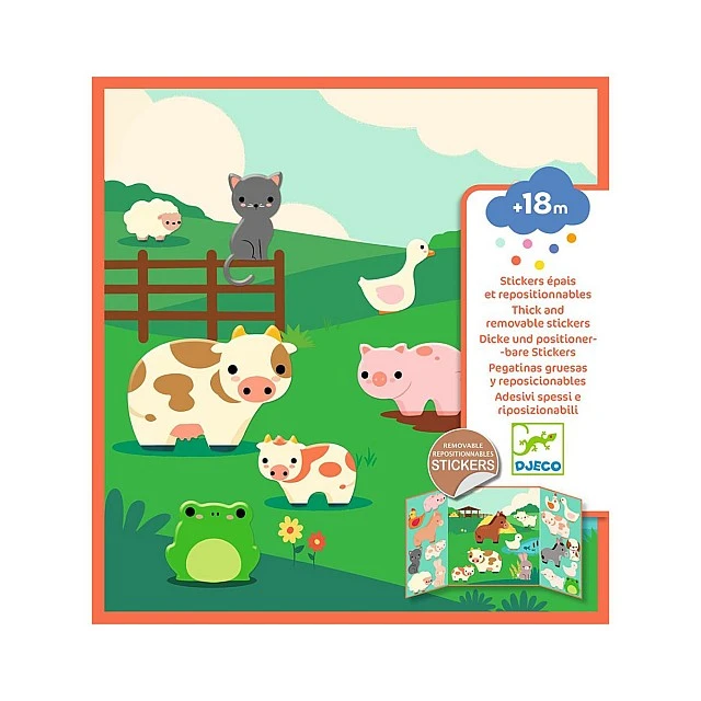 Soft reusable stickers farm animals Djeco