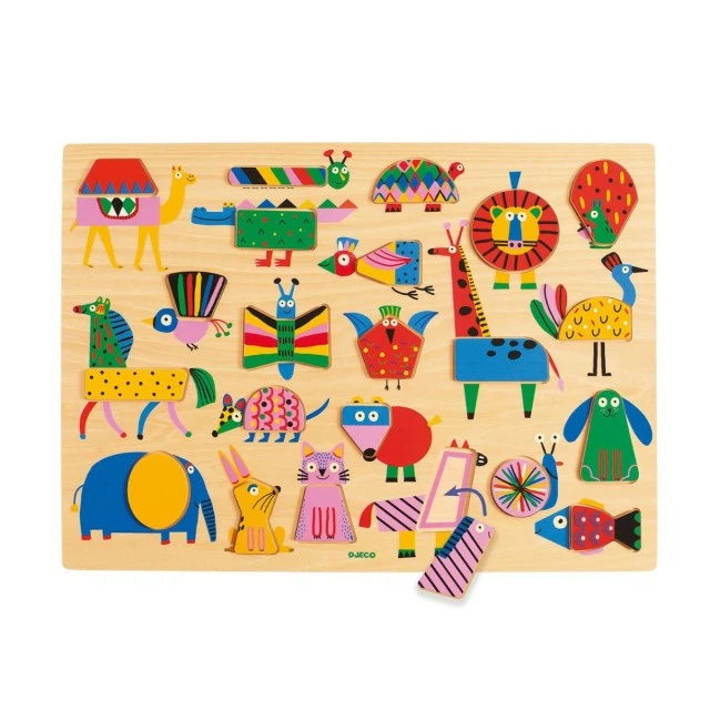 Puzzle with geometric shapes animals Djeco