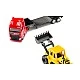 Toy truck with low trailer and excavator Siku