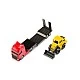 Toy truck with low trailer and excavator Siku