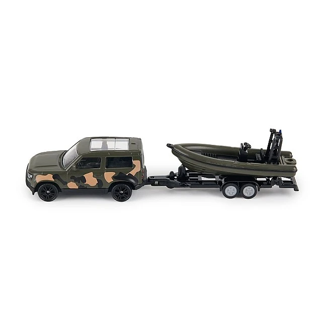 Играчка Land Rover Defender с военна спасителна лодка