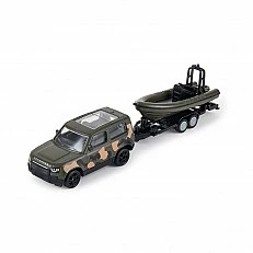 Играчка Land Rover Defender с военна спасителна лодка