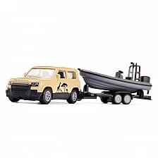 Land Rover Defender "Safari" toy with towbar and boat
