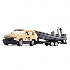 Играчка Land Rover Defender "Safari" с теглич и лодка