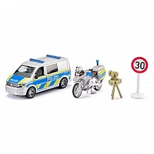 Police toy set - bus, motorcycle and camera with tripod