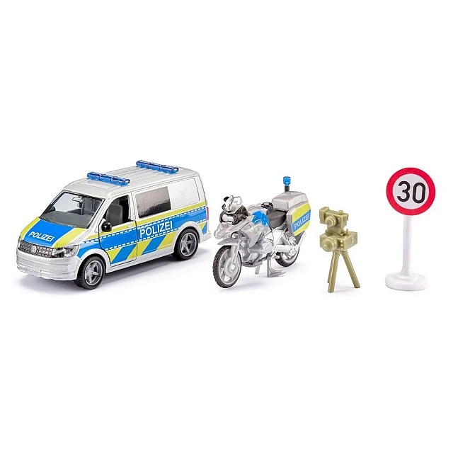 Police toy set - bus, motorcycle and camera with tripod