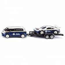 Играчка VW ID. Buzz с ремарке и състезателен автомобил Porsche