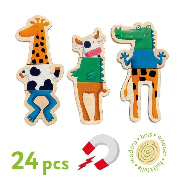 Game with wooden magnets crazy animals