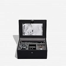 Small luxury jewelry box Memento with photo frame Stackers Color black
