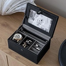 Малка луксозна кутия за бижута Memento с фоторамка Stackers Цвят черно