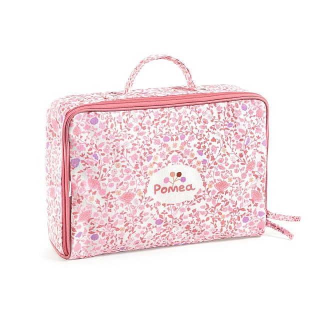 Baby doll toy Lily in a suitcase with clothes and accessories