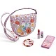 Textile bag with wooden bird accessories