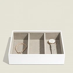 Deep jewelry box 3 sections Color white