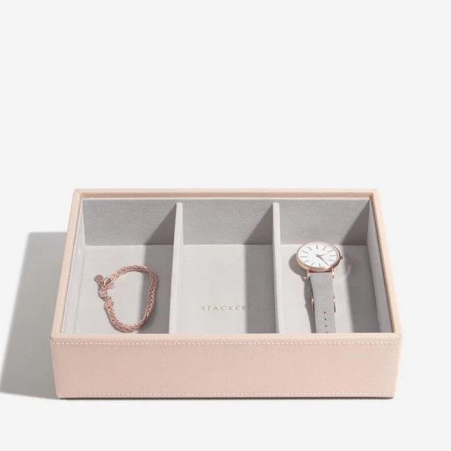 Deep jewelry box 3 sections Color light pink
