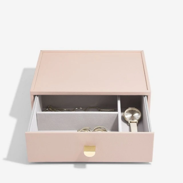 Deep jewelry box 3 sections - drawer Color light pink