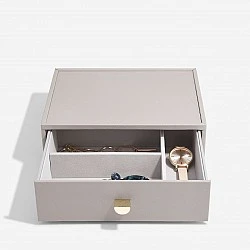 Deep jewelry box 3 sections - drawer Color beige