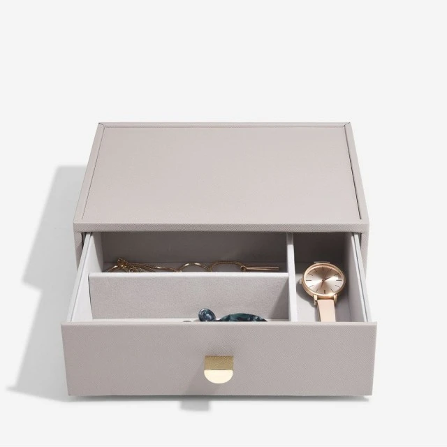 Deep jewelry box 3 sections - drawer Color beige