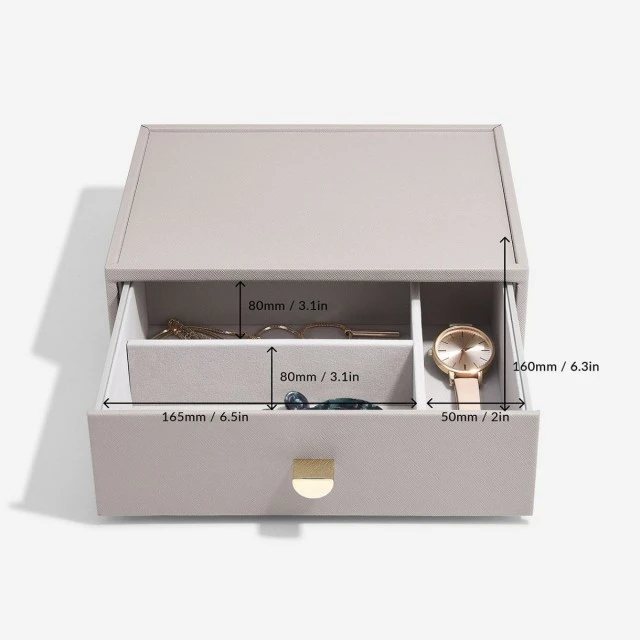 Deep jewelry box 3 sections - drawer Color beige