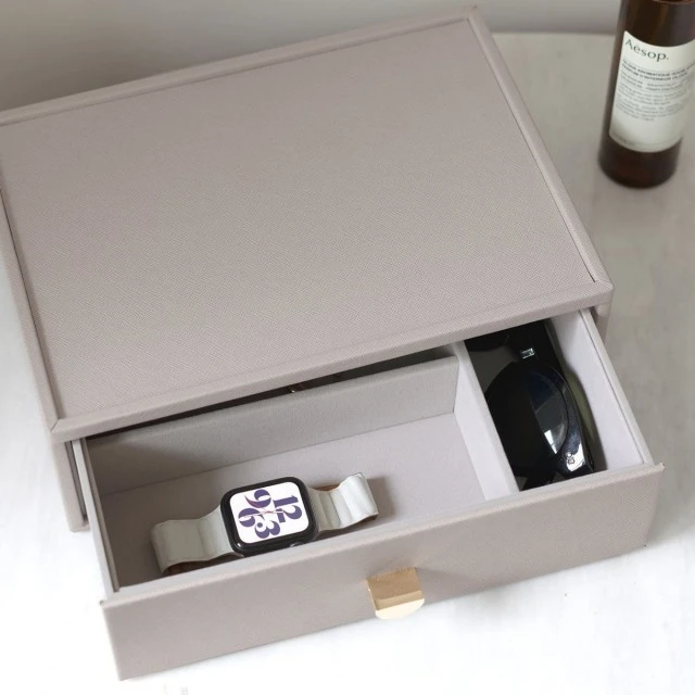 Deep jewelry box 3 sections - drawer Color beige