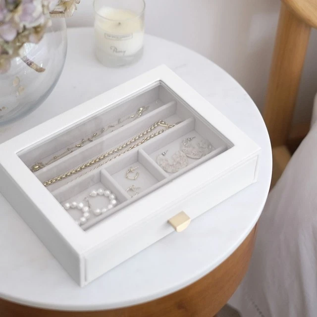 Jewelry box with transparent lid - drawer Color white