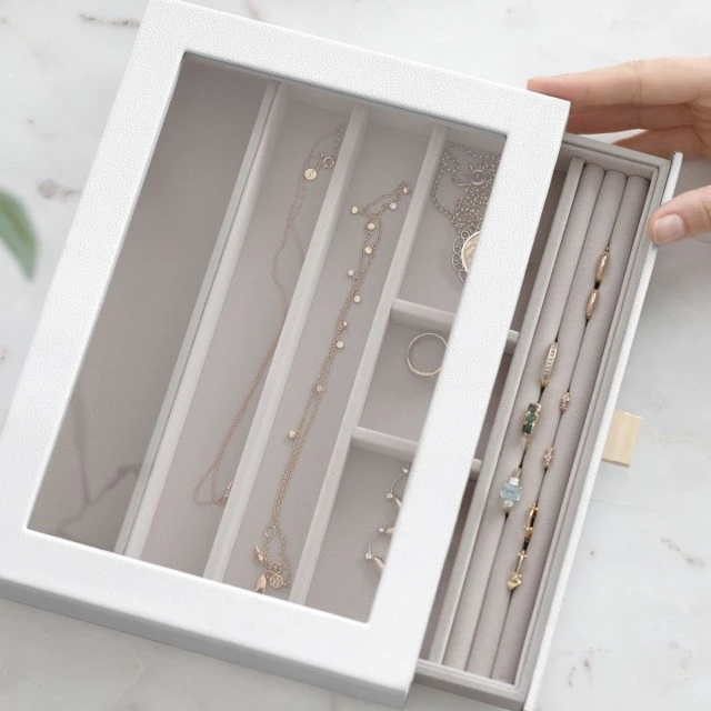 Jewelry box with transparent lid - drawer Color white
