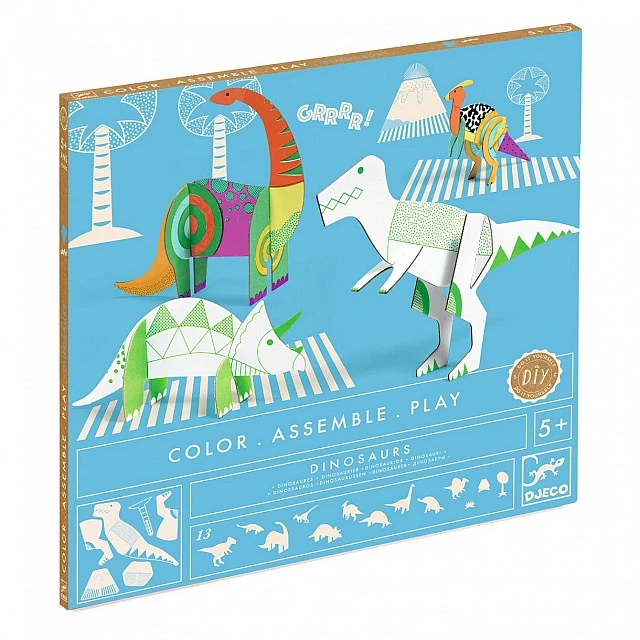 Assemble, color and play dinosaur set
