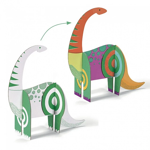 Assemble, color and play dinosaur set