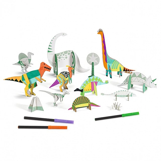 Assemble, color and play dinosaur set