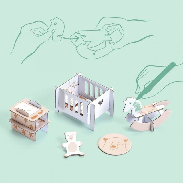 Build, color and play doll house set