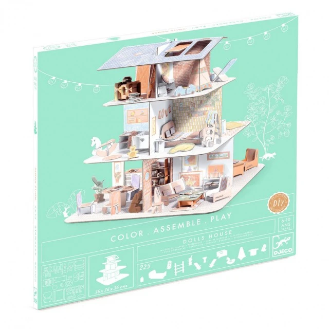 Build, color and play doll house set