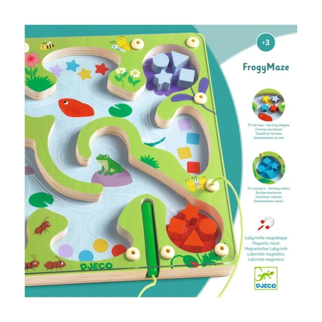 Educational magnetic frog maze sorting game