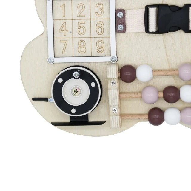 Wooden Busy Board Bear GINGER HOME, Montessori Board for Fine Motor Skills, 30x39 cm