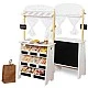 Wooden Children's Store and Theater 2 in 1 GINGER HOME, for Role Playing, with Cash Register, POS Terminal and Scanner with Sound, Toys and Accessories, 45x24x97.5 cm, for Children Over 3 Years Old