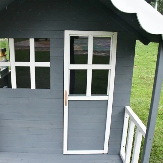 Дървена Детска Къща GINGER HOME, 139x143.5x149 см, за Игри на Открито в Двора и Градината