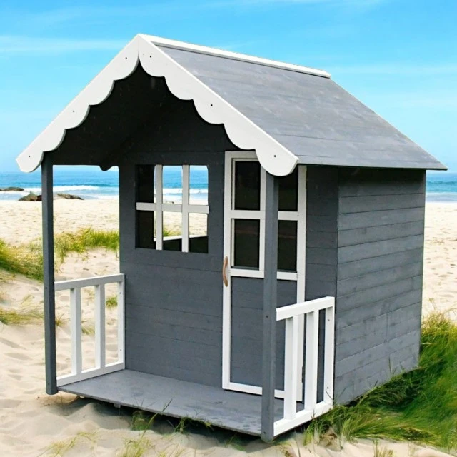 Дървена Детска Къща GINGER HOME, 139x143.5x149 см, за Игри на Открито в Двора и Градината