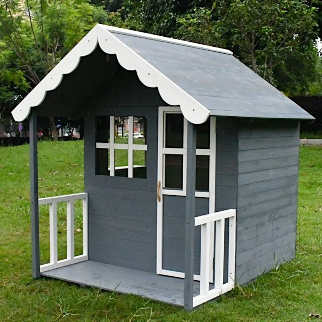 Дървена Детска Къща GINGER HOME, 139x143.5x149 см, за Игри на Открито в Двора и Градината