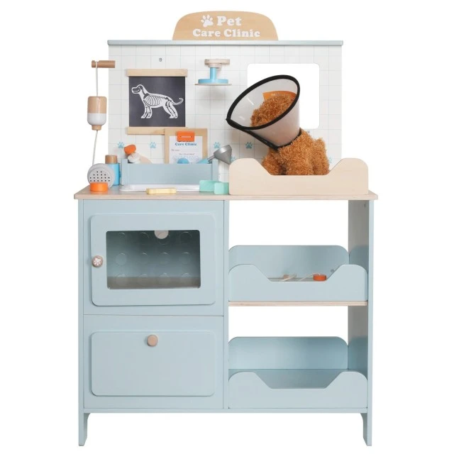 Children’s Veterinary Clinic Toy GINGER HOME – Wooden Veterinary Center with Accessories and Plush Dog, 89×57×30 cm